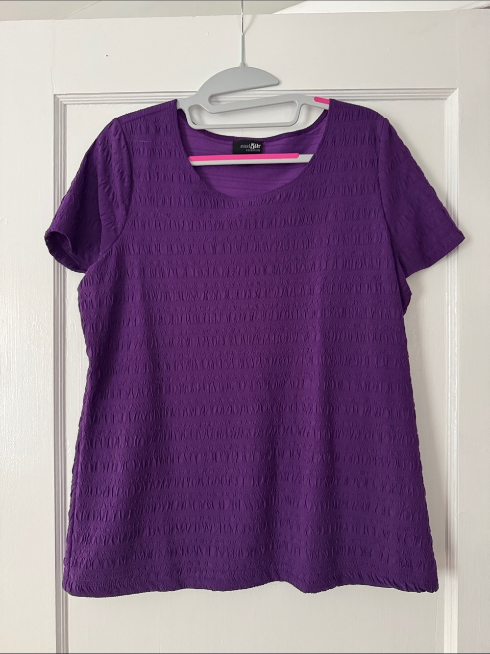 East 5th Purple Textured Scoop Neck Short Sleeve Top